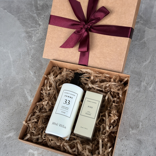 Dovanų rinkinys: 33 kvapo kvepalai + 33 prausimosi gelis arba kūno losjonas