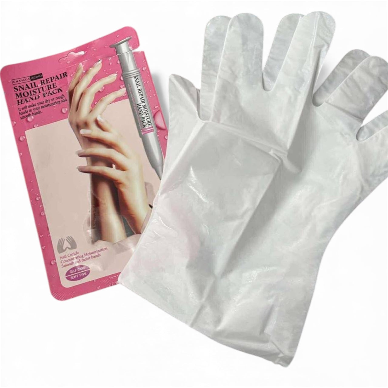 Drėkinamoji rankų kaukė su sraigių sekreto filtratu CHAMOS ACACI