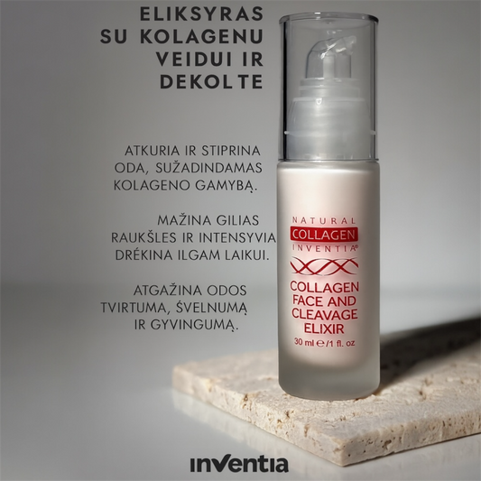 INVENTIA® Atkuriamasis kolageno serumas – eliksyras veidui ir dekoltė sričiai
