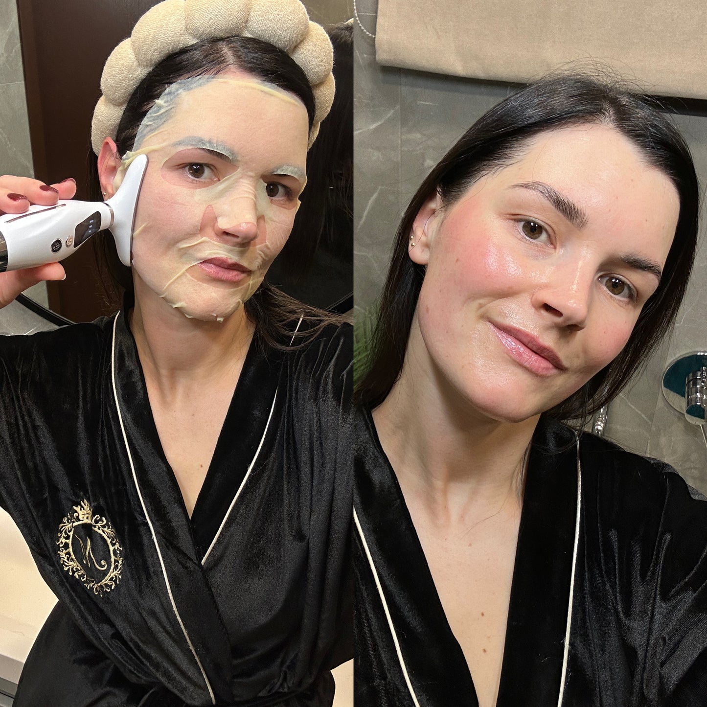 Pirties rinkinys: kolageno drėkinamoji dulksna - tonikas veidui + veido kaukė