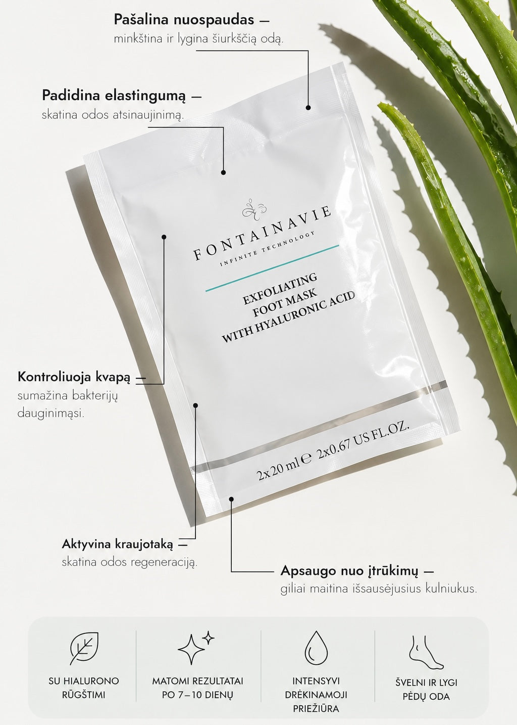 FONTAINAVIE Šveičiamoji pėdų kaukė