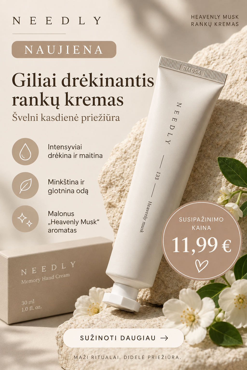 NEEDLY Sensory Hand Cream Heavenly Musk – drėkinantis rankų kremas