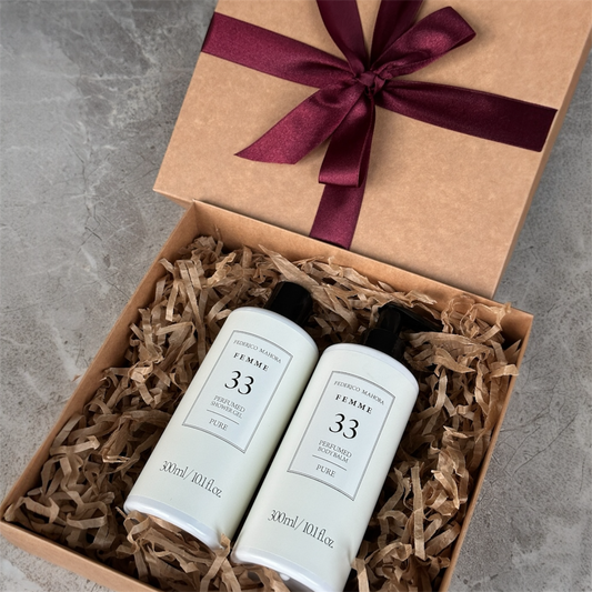 Dovanų rinkinys: 33 kvapo prausimosi gelis + 33 kūno balzamas