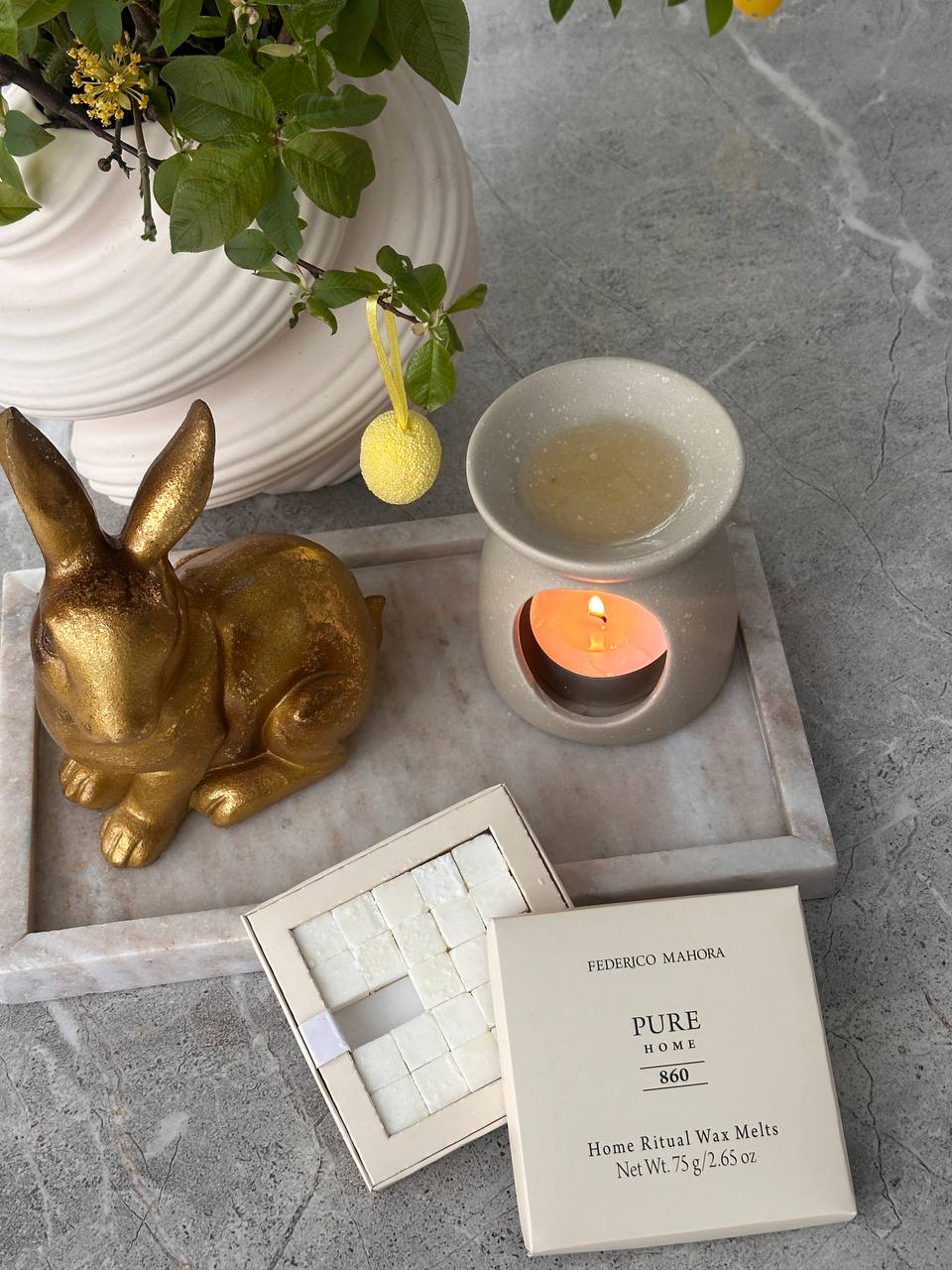 Dovanų rinkinys: Kvapnusis vaškas 860, žvakidė