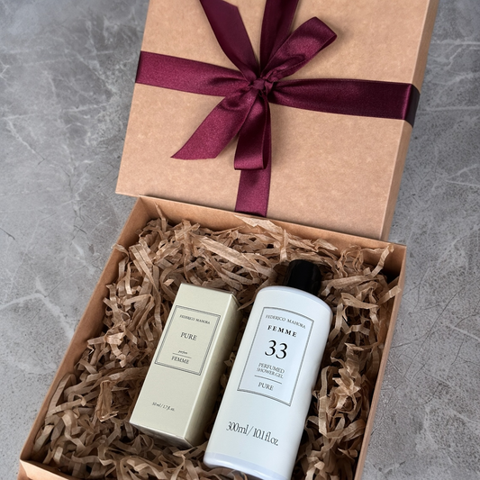 Dovanų rinkinys: 33 kvapo kvepalai + 33 prausimosi gelis arba kūno losjonas