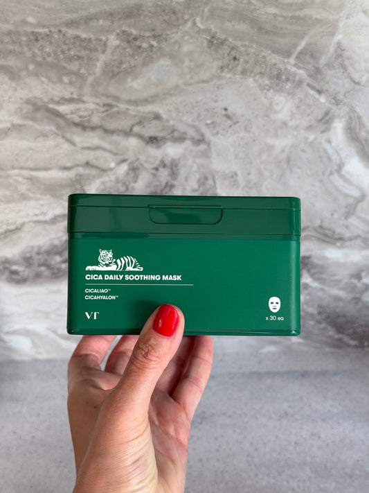VT Cosmetics Cica Daily Soothing Mask raminamųjų lakštinių veido kaukių rinkinys, 30 vnt.