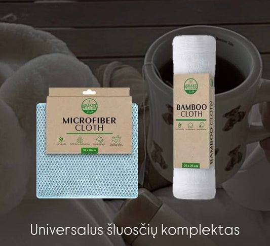Bambuko + mikropluošto šluosčių rinkinys – švara tik su vandeniu