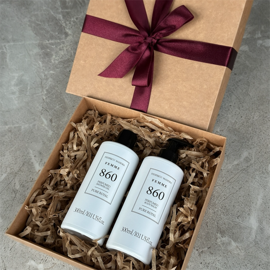Dovanų rinkinys: 860 kvapo prausimosi gelis + 860 kūno balzamas