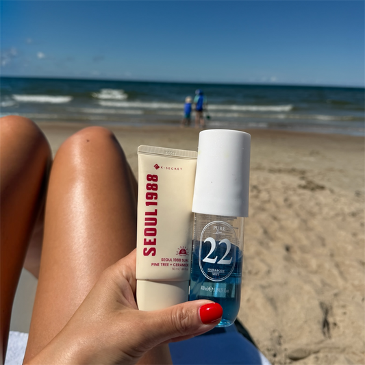 Vasaros rinkinys: įdegį skatinantis su SPF10 + neriebus apsauginis veido kremas su SPF50 + kūno kvapni dulksna