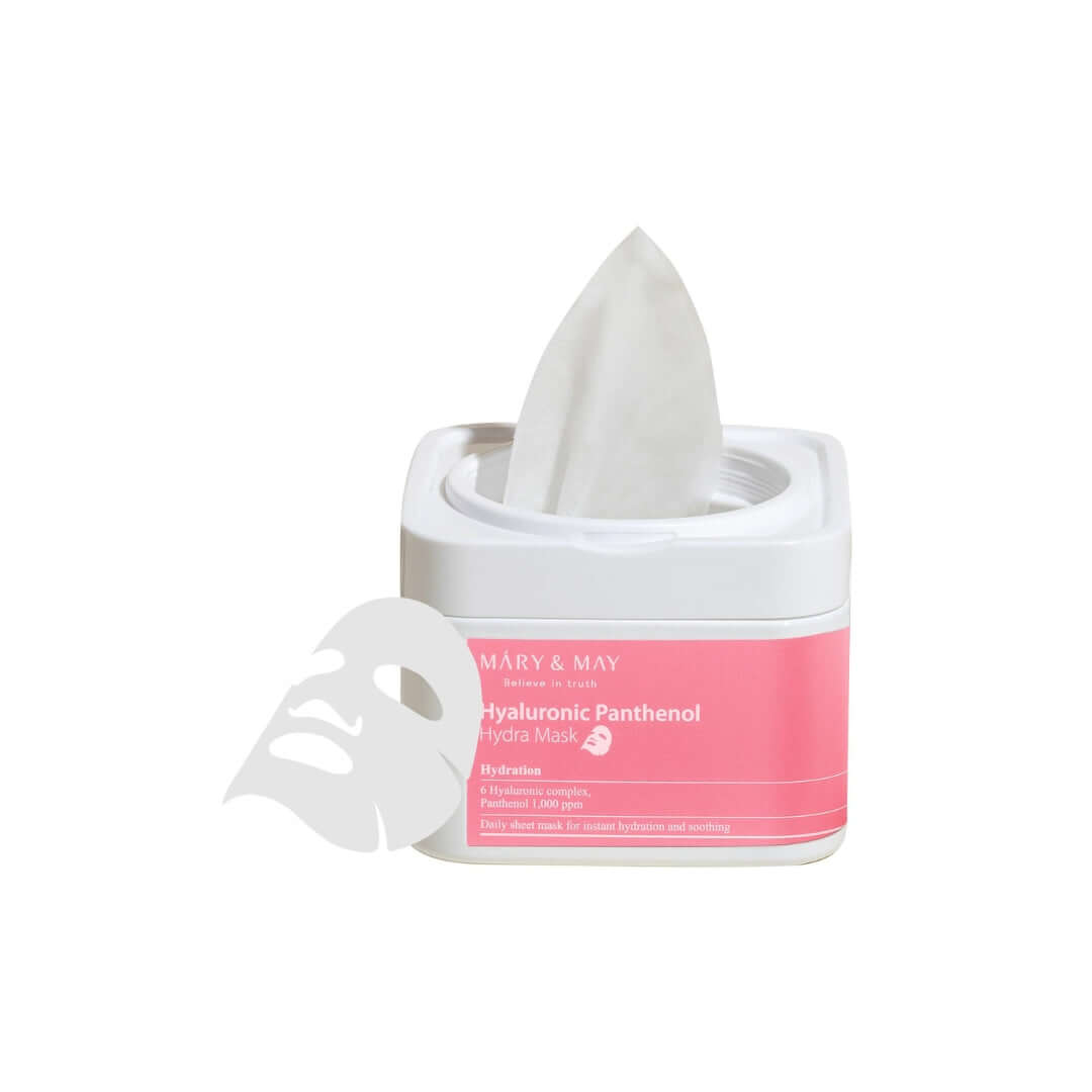 Mary & May Hyaluronic Panthenol Hydra Mask – drėkinančios lakštinės veido kaukės, 30 vnt.