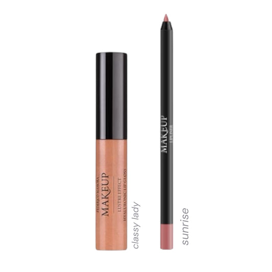 Dovanų rinkinys: Lūpų pieštukas Sunrise + lūpų blizgis Classy Lady