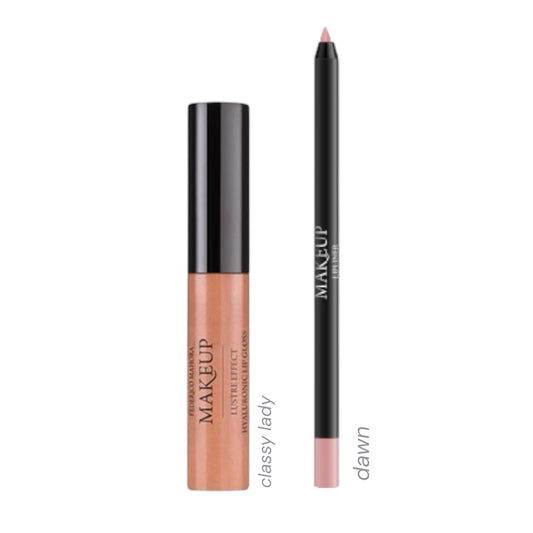 Dovanų rinkinys: Lūpų pieštukas Dawn + lūpų blizgis Classy Lady
