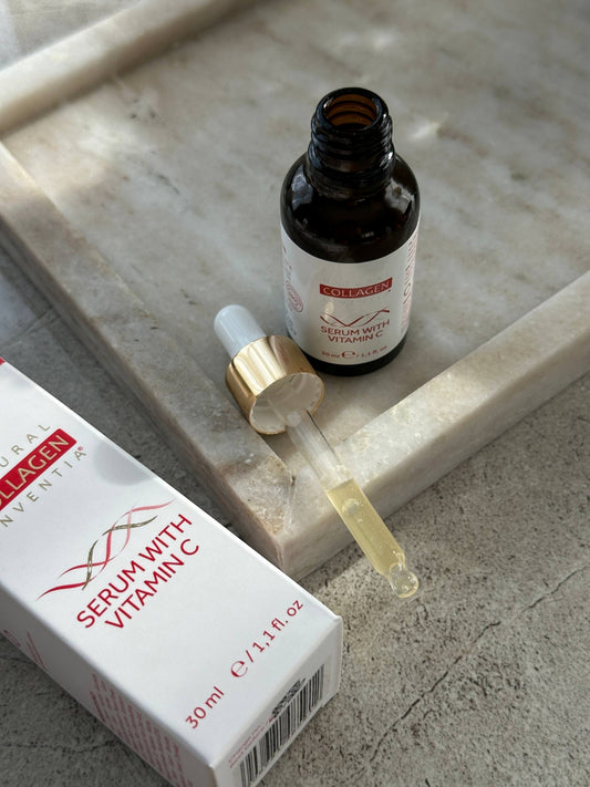 INVENTIA kolageno šviesinantis serumas su vitaminu C veidui