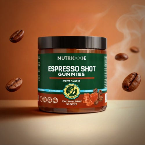 NUTRICODE Espresso Shot vitaminai guminukai  – energijai ir savijautai (be pridėtinio cukraus)
