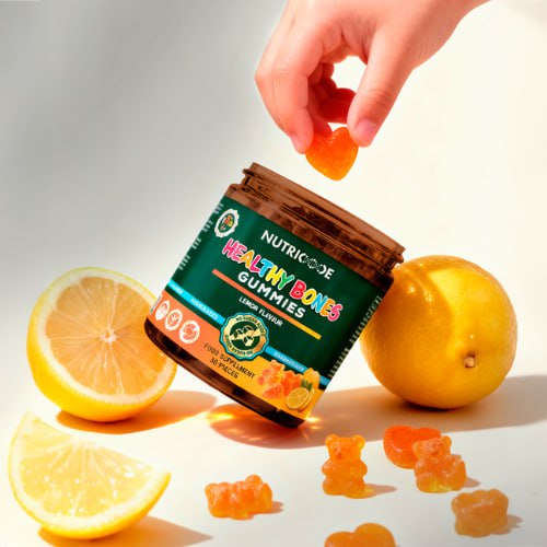 NUTRICODE Healthy Bones vitaminai guminukai vaikams – kaulams, dantims ir imunitetui (be pridėtinio cukraus)