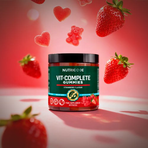 NUTRICODE Vit-Complete vitaminai guminukai energijai, odai ir imuninei sistemai (be pridėtinio cukraus)