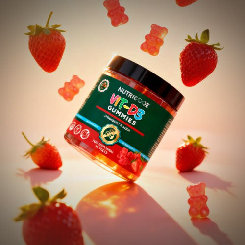 NUTRICODE Vit-D3 vitaminai guminukai vaikams kaulams, imunitetui ir augimui (be pridėtinio cukraus)