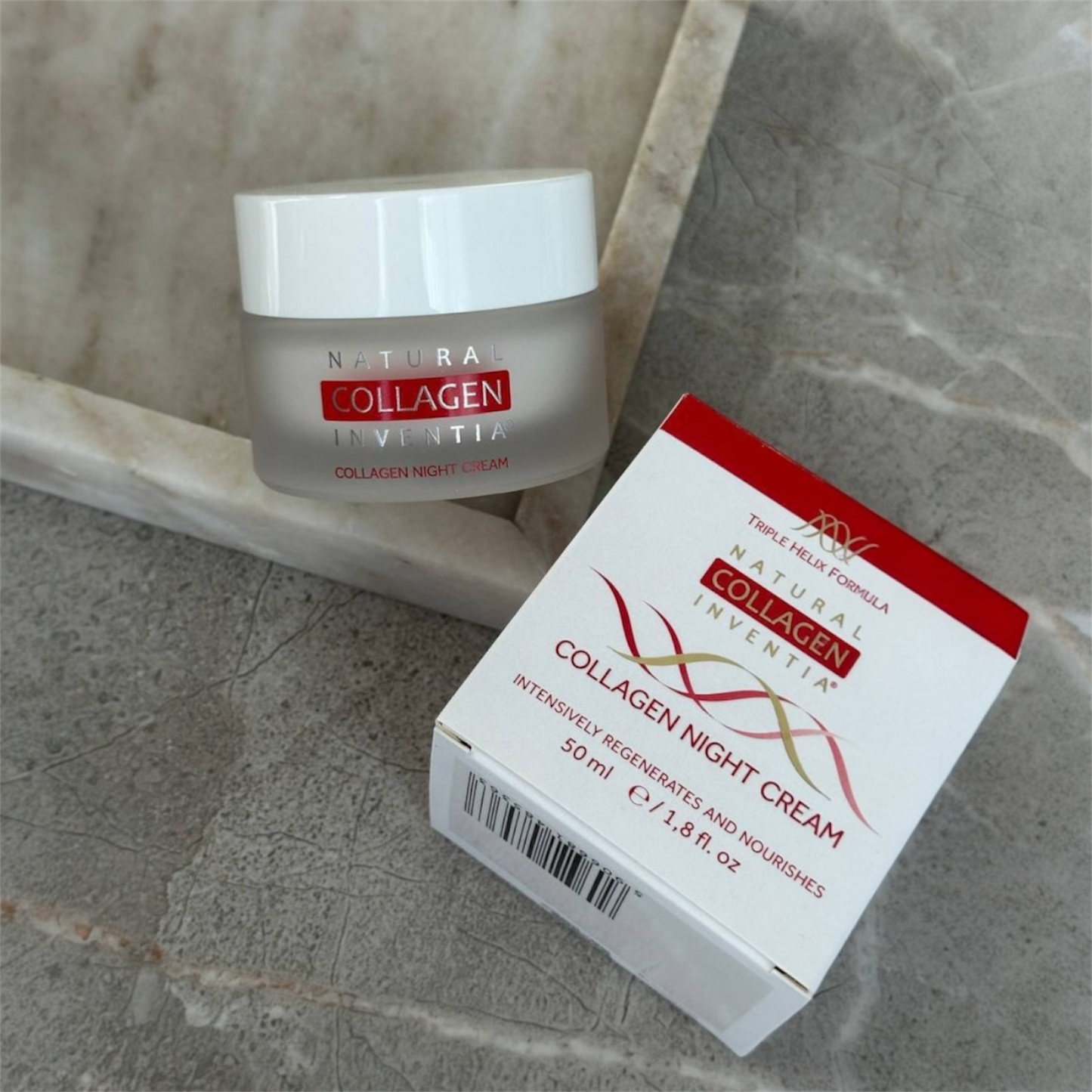 INVENTIA Naktinis natūralaus jūrinio kolageno veido kremas 50ml