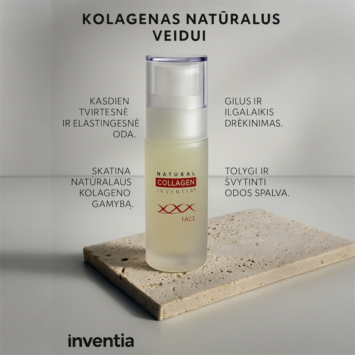 INVENTIA® Natūralus kolageno serumas veidui