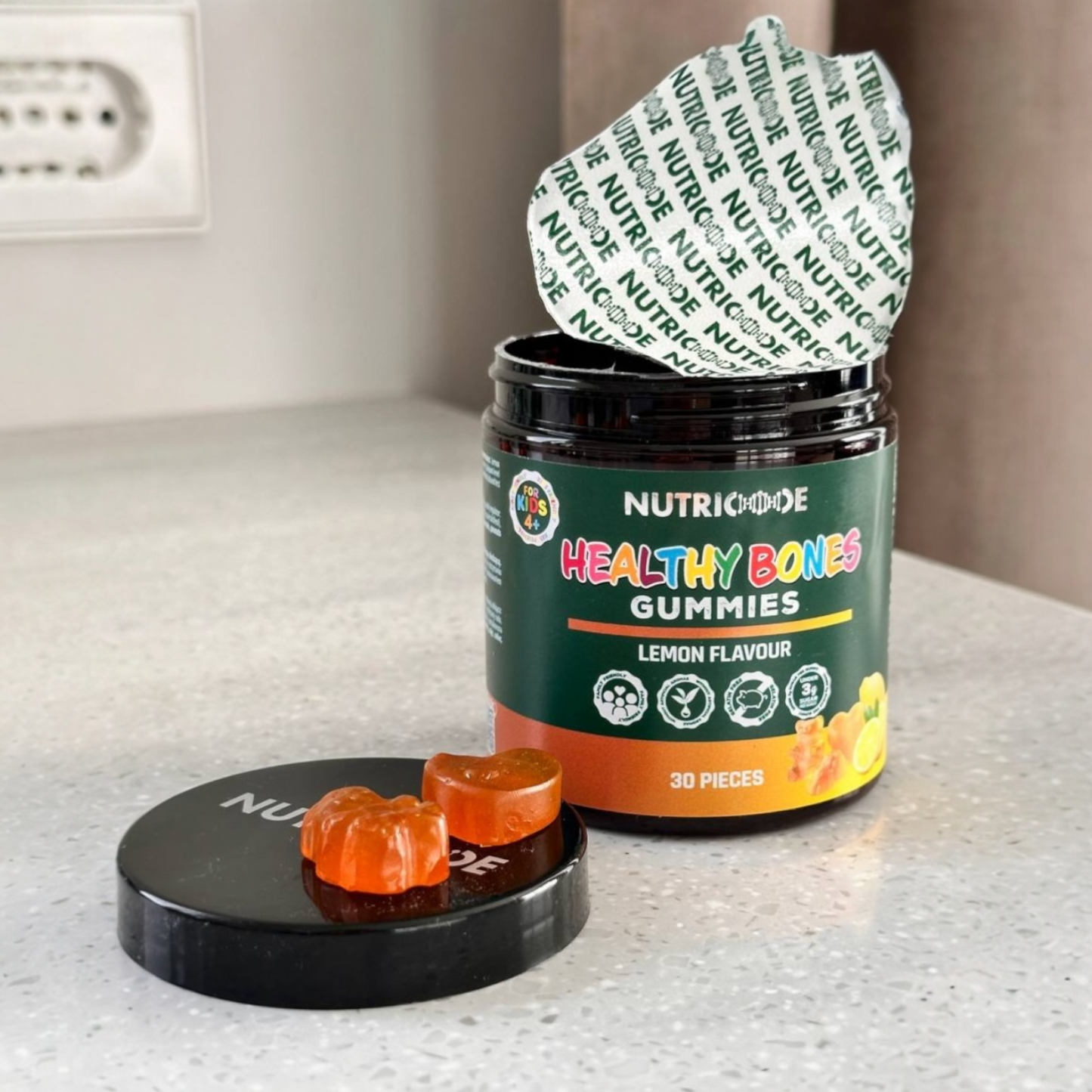 NUTRICODE Healthy Bones vitaminai guminukai vaikams – kaulams, dantims ir imunitetui (be pridėtinio cukraus)