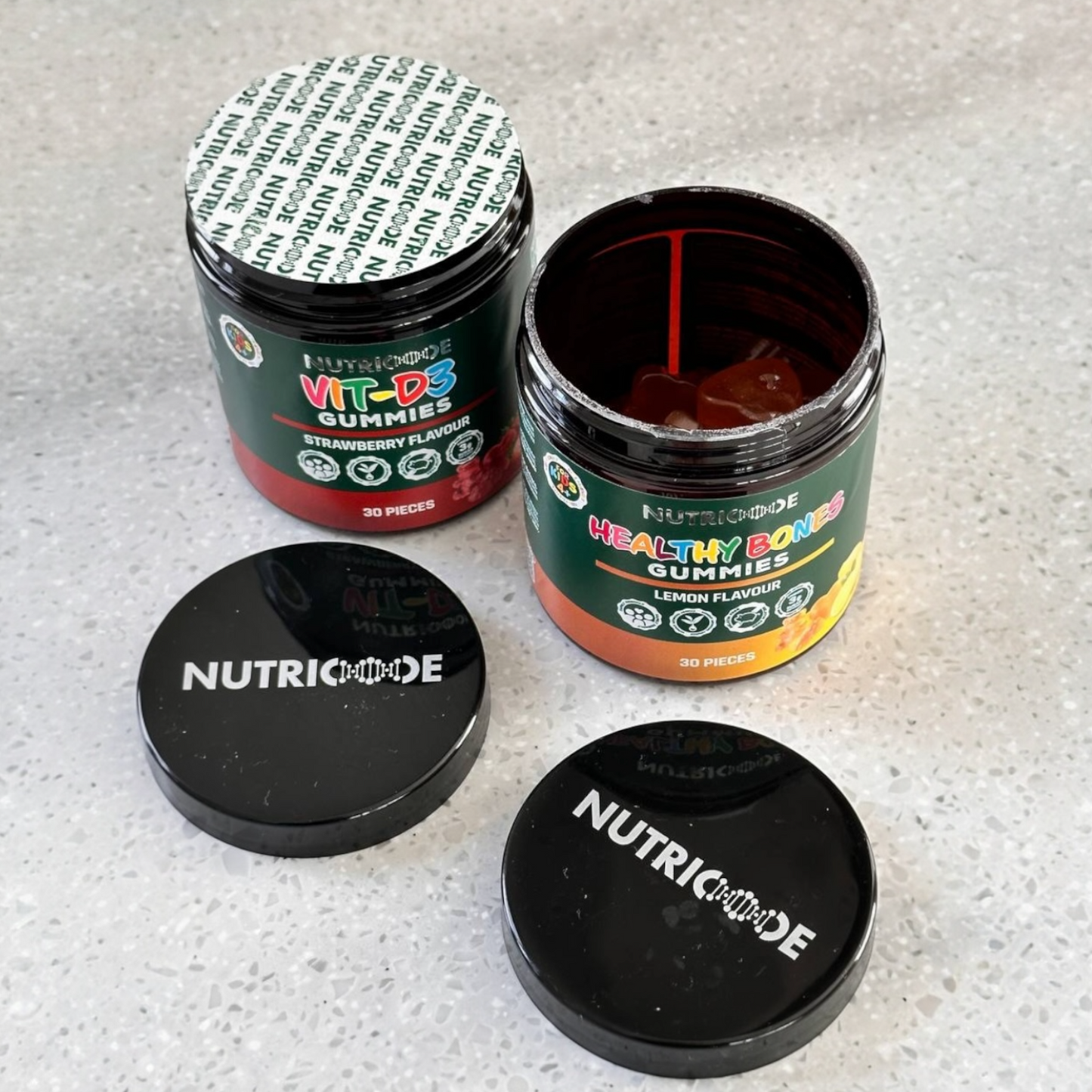 NUTRICODE Healthy Bones vitaminai guminukai vaikams – kaulams, dantims ir imunitetui (be pridėtinio cukraus)