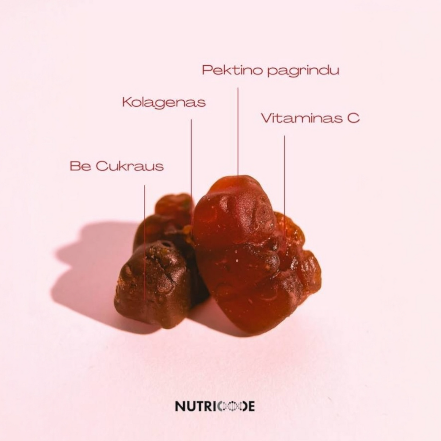 NUTRICODE Collagen vitaminai guminukai – odai, plaukams, nagams ir sąnariams (be pridėtinio cukraus)