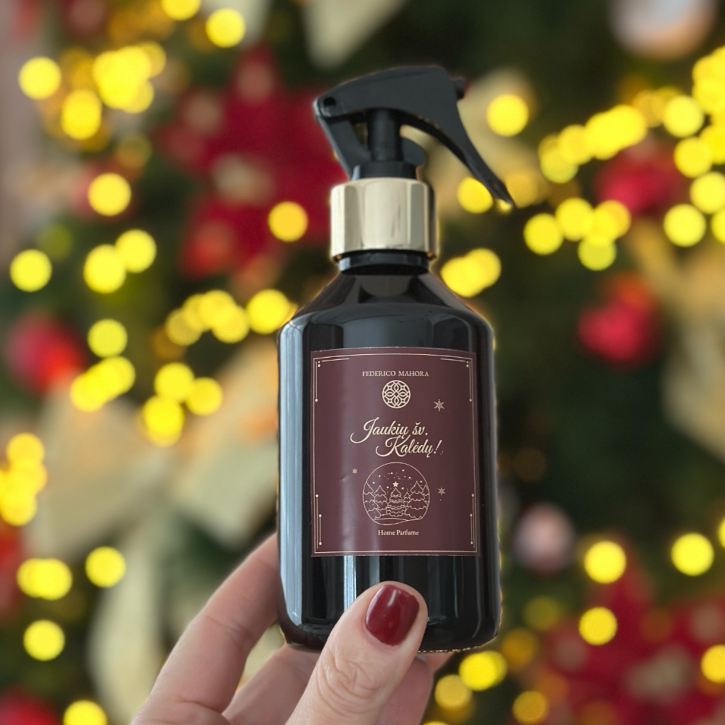 Riboto leidimo Kalėdinis personalizuotas patalpų ir automobilio purškiamas kvapas „Jaukių šv. Kalėdų“