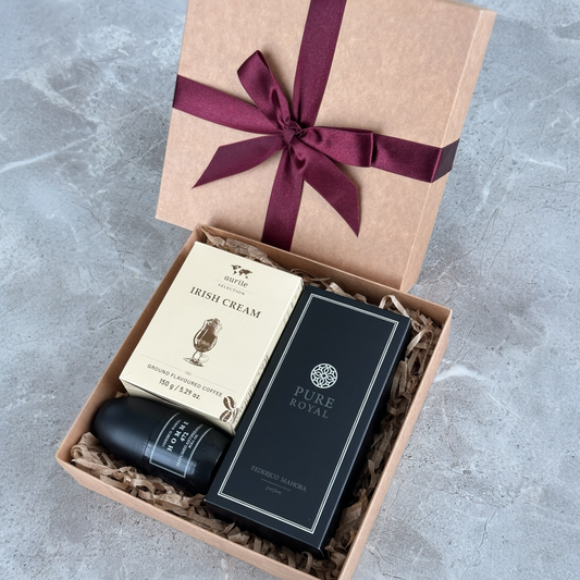 Dovanų rinkinys vyrams: Airiško skonio malta kava + antiperspirantas + kvepalai