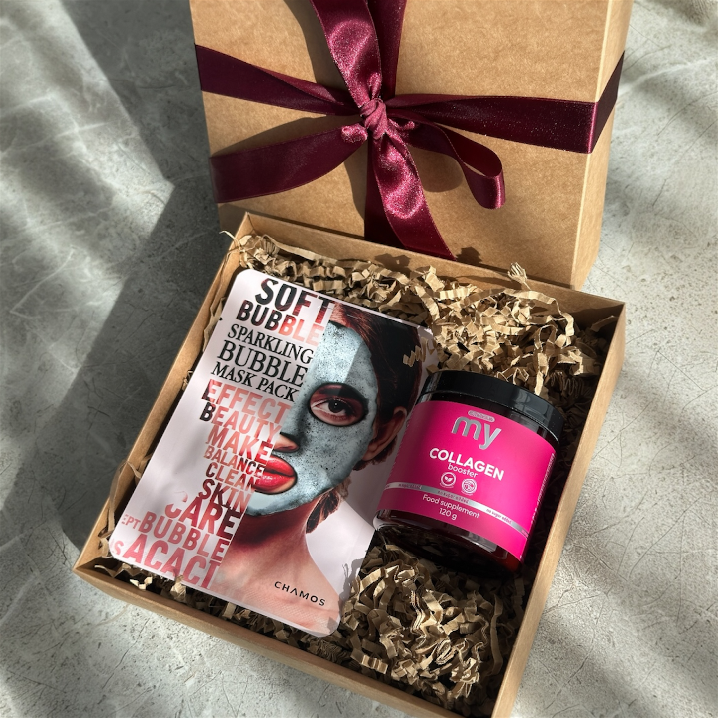 Dovanų rinkinys: Korejietiška veido kaukė + jūrinis kolagenas Collagen Booster