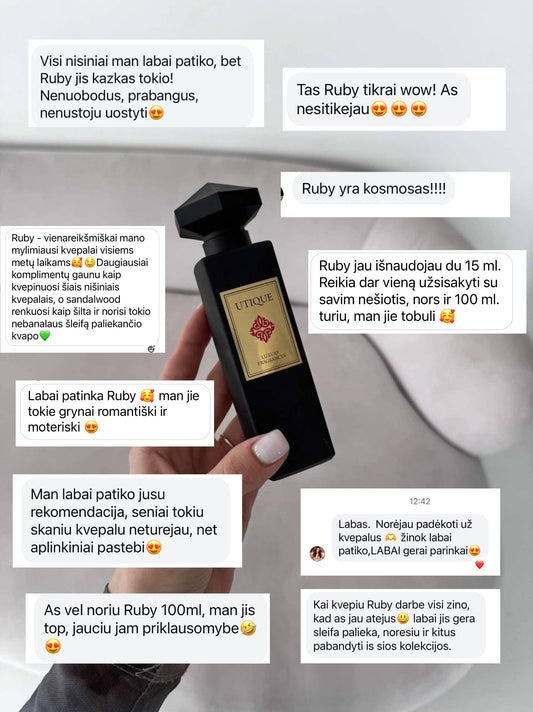 Nišiniai kvepalai Utique RUBY - prabangus unisex rytietiškas aromatas su vanile ir oud